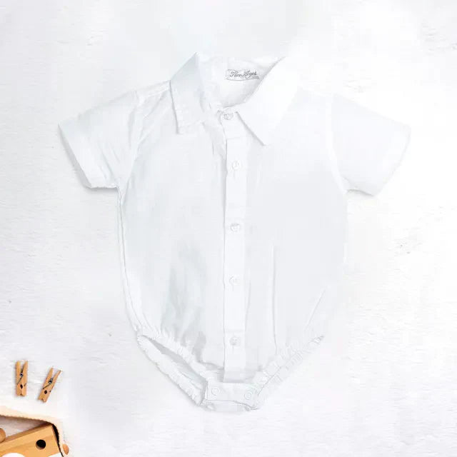 Body Batizado Branco com Manga Curta