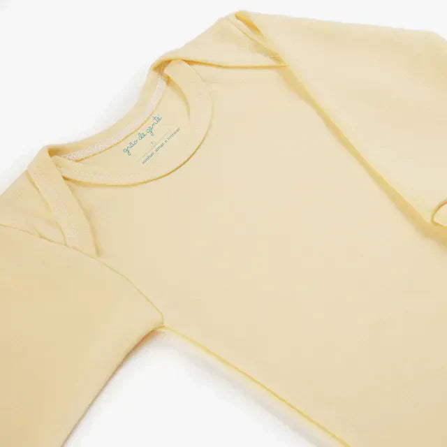 Body Manga Longa Comfort em Algodão Egípcio Amarelo