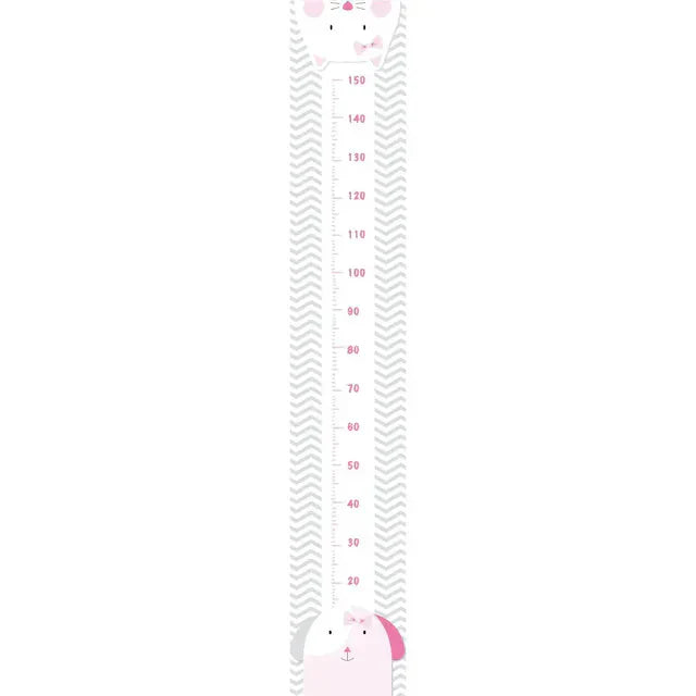 Adesivo de Parede Régua Amiguinhas Gatinha e Cachorrinha Rosa 1,60m