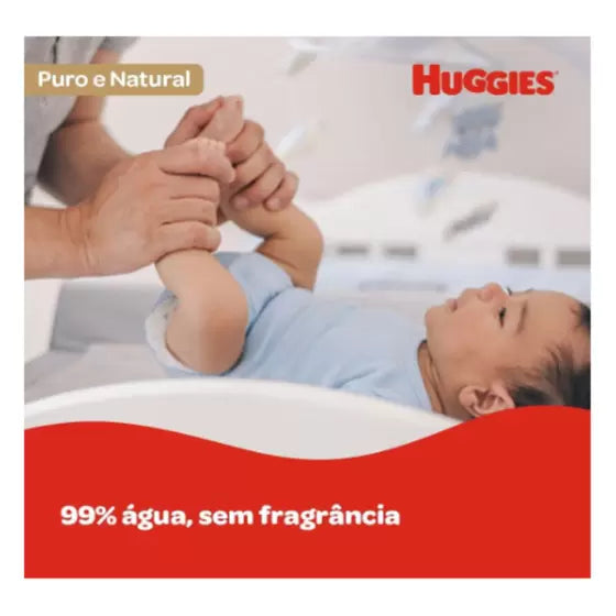 Kit 24 Lenço Umedecido Huggies Puro E Natural Com 48 Toalhas