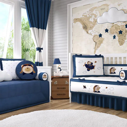 Quarto de Bebê Completo Urso Aviador 32 Peças