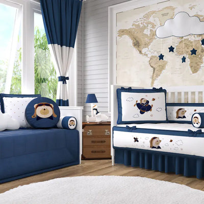 Quarto de Bebê Completo Urso Aviador 32 Peças