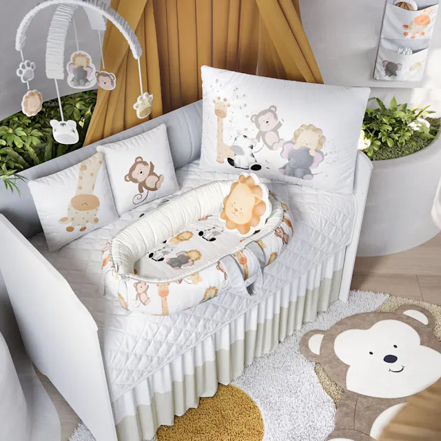 Quarto de Bebê Completo Safári Aquarela 20 Peças