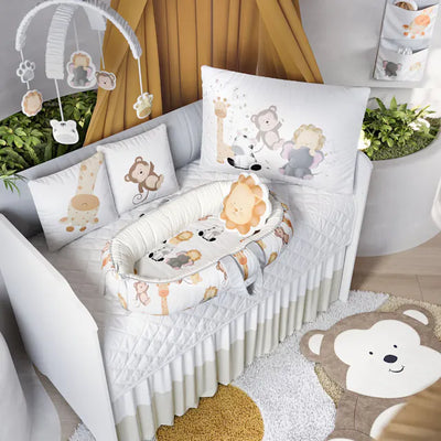 Quarto de Bebê Completo Safári Aquarela 20 Peças