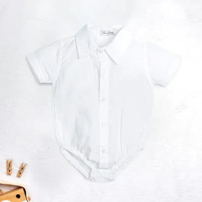 Body Batizado Branco com Manga Curta