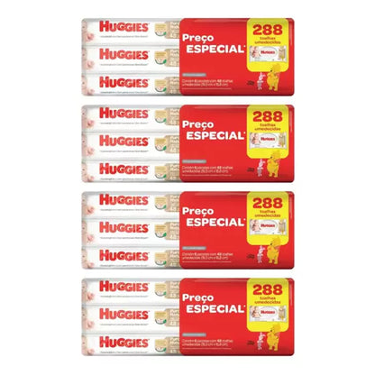 Kit de toalhas umedecidas huggies puro e natural com 24 pacotes