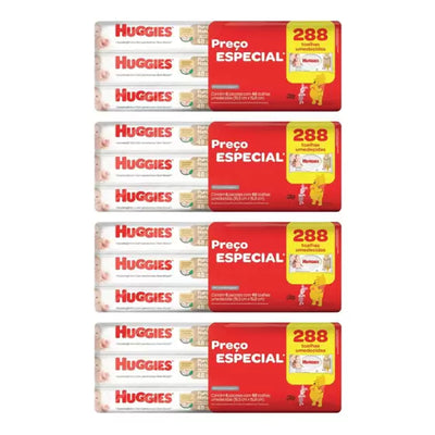 Kit de toalhas umedecidas huggies puro e natural com 24 pacotes