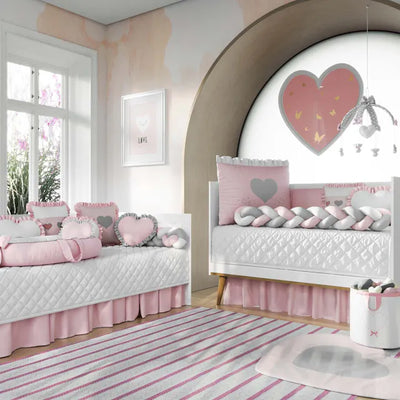 Quarto de Bebê Completo Coração Rosa 43 Peças
