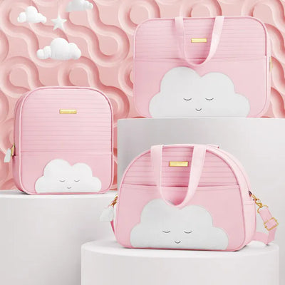 Kit Bolsas Maternidade Amiguinha Nuvem Rosa 03 Peças