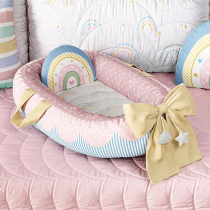 Quarto de Bebê Completo Arco-íris Patchwork 29 Peças
