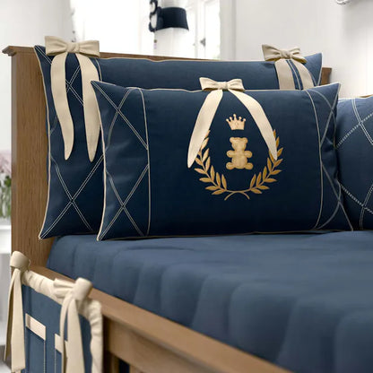 Quarto de Bebê Completo Realeza Azul Marinho 15 Peças