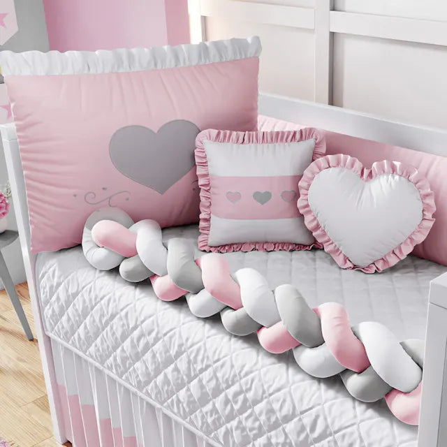 Quarto de Bebê Completo Coração Rosa 43 Peças