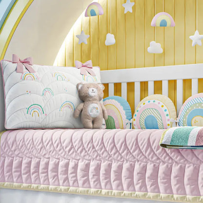 Quarto de Bebê Completo Arco-íris Patchwork 29 Peças