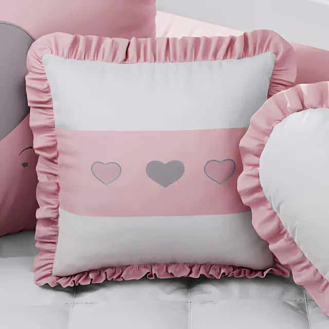Quarto de Bebê Completo Coração Rosa 17 Peças
