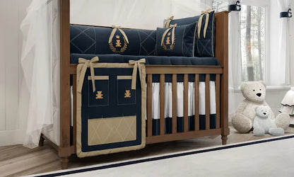 Quarto de Bebê Completo Realeza Azul Marinho 15 Peças