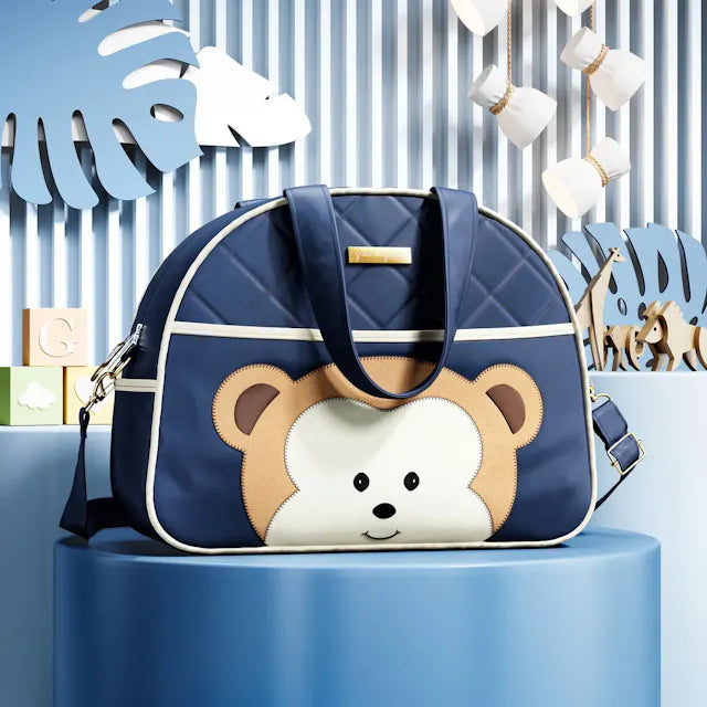 Kit Bolsas Maternidade Safári Lúdico Azul Marinho 03 Peças
